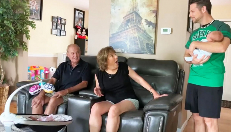 Grandparents Shocked When Mom Brings Home Twins