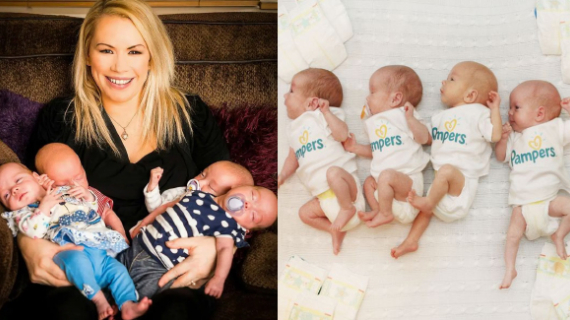 Couple Who Endured Four Miscarriages Celebrate Christmas With "Miracle" Quadruplets