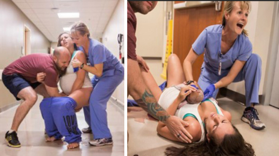 Dramatic Moment Mum-Of-Six Gives Birth In Hospital Corridor And Screams At Husband To ‘Catch Him’ Dramatic Moment Mum-Of-Six Gives Birth In Hospital Corridor And Screams At Husband To ‘Catch Him’