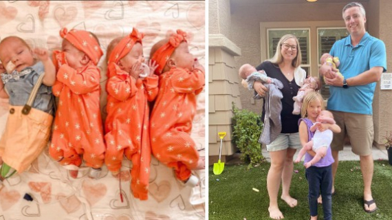 Emotional Moment Mom Holds Quadruplets For The First Time After Infertility Struggles