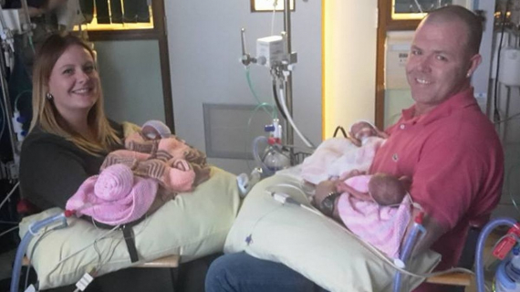 First Pictures Of 70 Million-To-One Miracle Quads - And The Proud Dad Who's Now Busy Working To Buy a Minibus