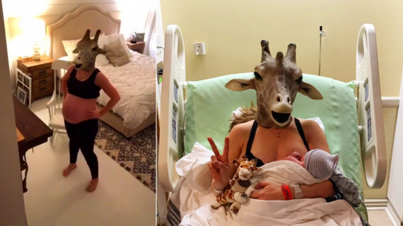 Giraffe Mom Almost Forgot Mask On Way To Deliver Baby Boy