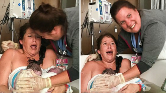 Incredible Moment, Mum Gives Birth To A Surprise Twin Two Minutes After Having First Daughter