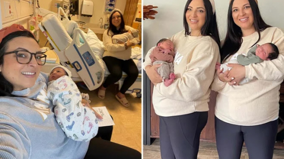 We’re Identical Twins & Had Our Babies Hours Apart Despite Different Due Dates – They Were Even The Same Weight & Height