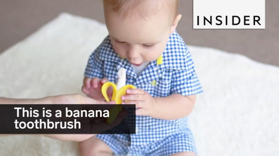 This banana toothbrush makes it fun for little kids to brush their teeth