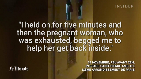 A pregnant woman dangled out of a window to escape the Paris attacks