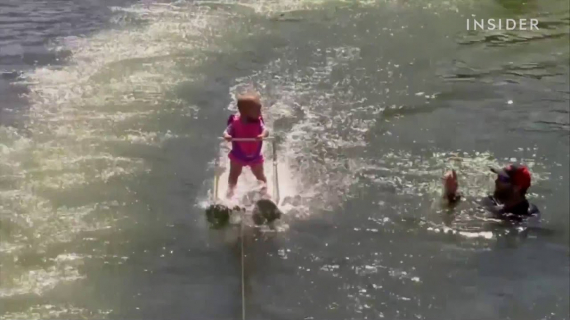 A waterskiing baby??